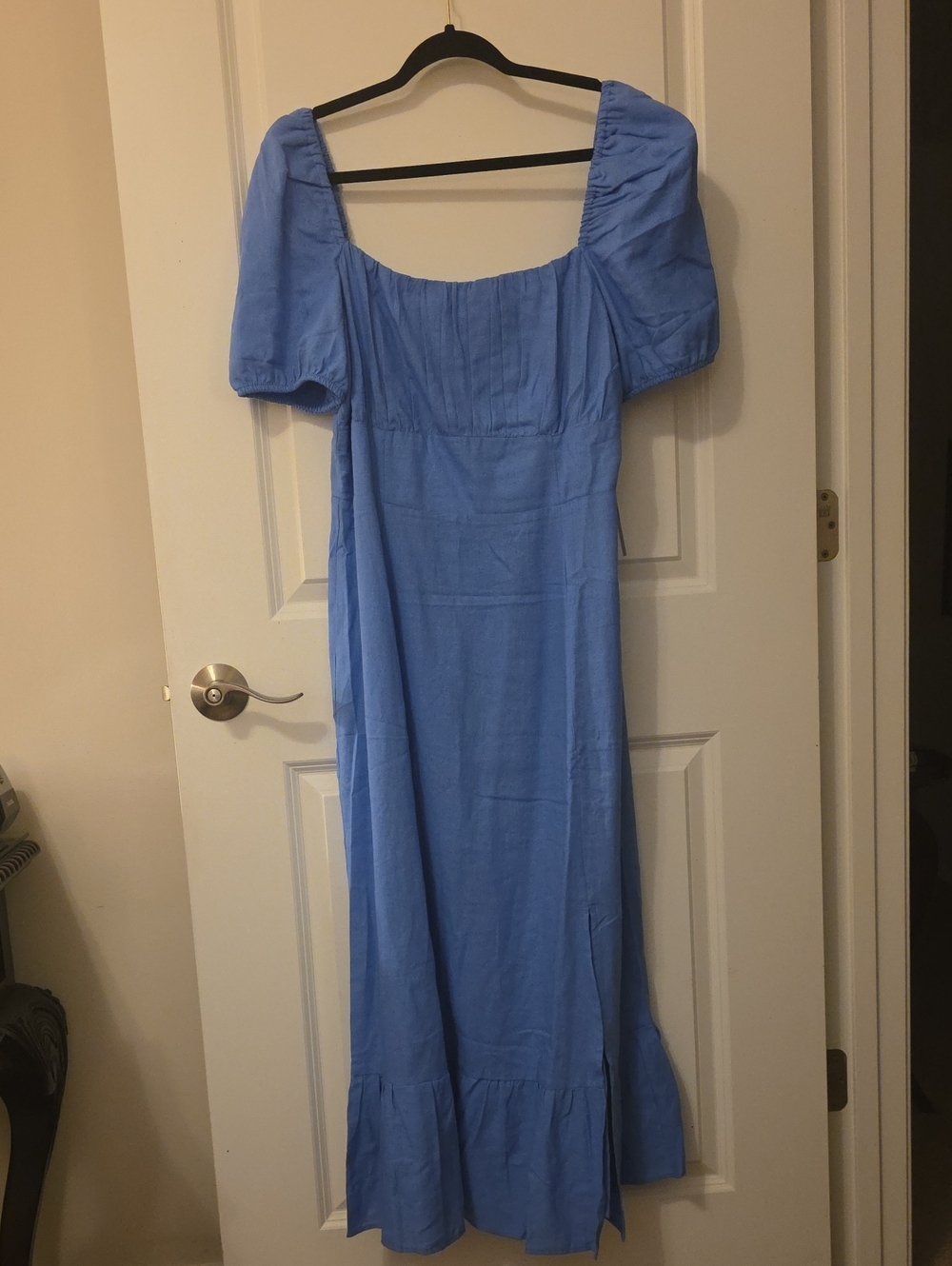 London Times Light Blue Puff-Sleeve Maxi Dress